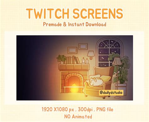 Twitch Screen Cozy Stream Screens Cute Cat Starting Soon Screen Etsy