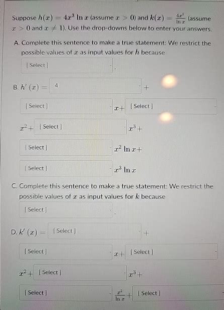 Solved Suppose H X 4x3lnx Assume X 0 ﻿and