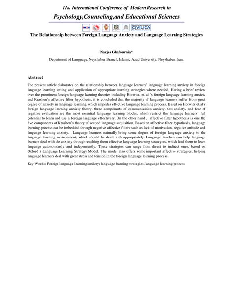 Pdf The Relationship Between Foreign Language Anxiety And Language