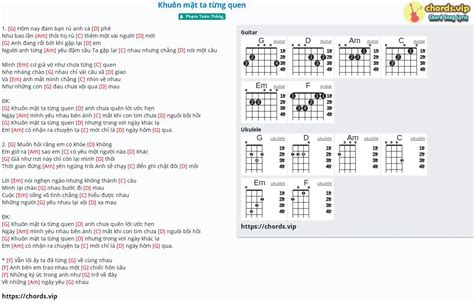 Chord Khuôn Mặt Ta Từng Quen Tab Song Lyric Sheet Guitar Ukulele Chords Vip