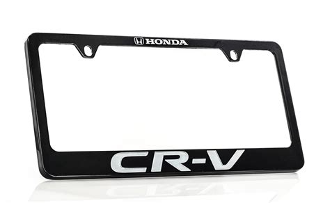 Honda CR V Black Coated Zinc License Plate Frame Holder Wide Bottom