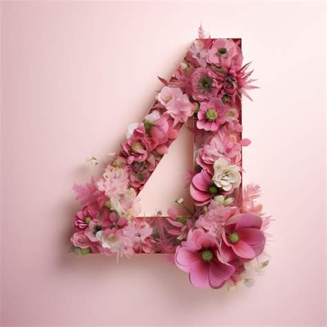 premium photo floral number  pink celebration concept