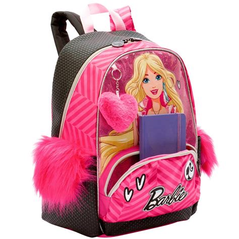 Mochila Barbie Sestini Grande de Costas 18z Chaveiro de Pelúcia