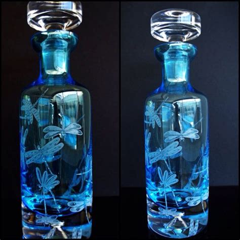 Hand Engraved Dragonfly Decanter Engraved Barware Etched Etsy Hand