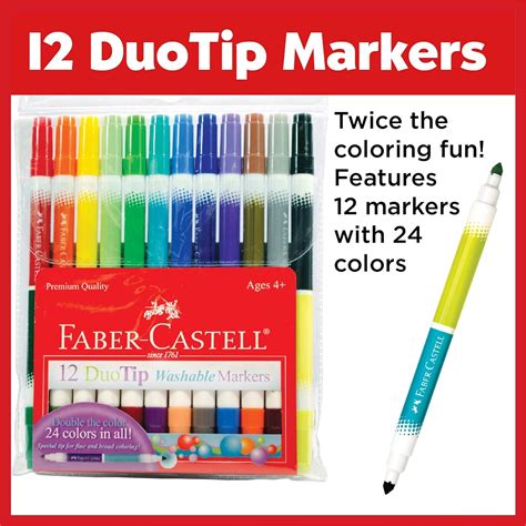 Marcadores Lavables DuoTip De Faber Castell 12 Rotuladores 24 Colores