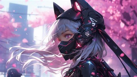 🔥 Download Anime Girl Cyberpunk Sci Fi Cherry Blossom 4k Wallpaper