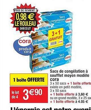 Promo Sacs De Congélation à Soufflet Moyen Modèle Cora chez Cora