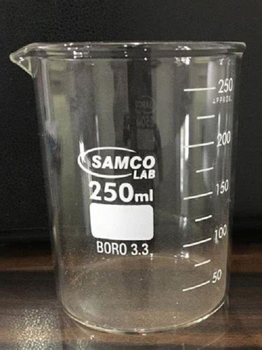 Samco Lab Cylindrical Beaker Low Foam With Spout Borosilicate Glass Beaker For Chemical