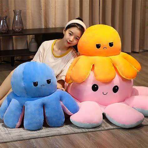 Flip Mood Plush Fabric Toy Double Sided Super Cute Flip Octopuscute Reversible Cat Plush Toy