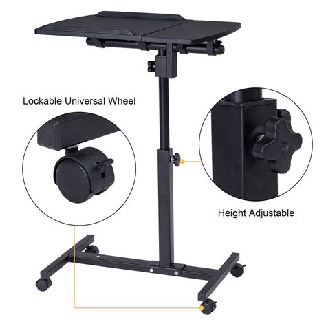 Tangkula Laptop Desk Overbed Table Mobile Desk Cart Angle Height