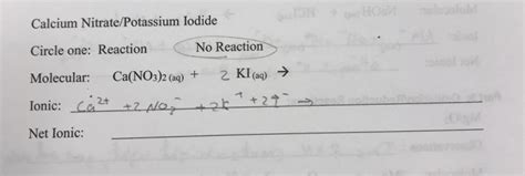 Solved Calcium Nitrate/Potassium Iodide Circle one: Reaction | Chegg.com