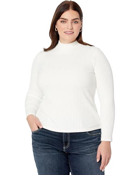 Womens Liverpool Los Angeles Plus Size Mock Neck Long Sleeve Tee