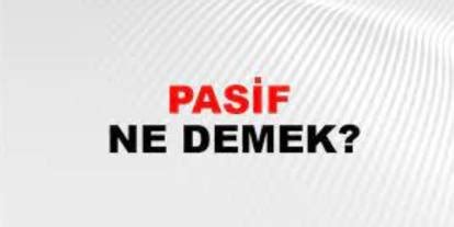 Pasif Ne Demek