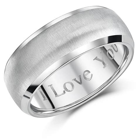 Mens Titanium Ring Engraved I Love You 8mm Engagement Wedding Ring Matt Titanium Rings At