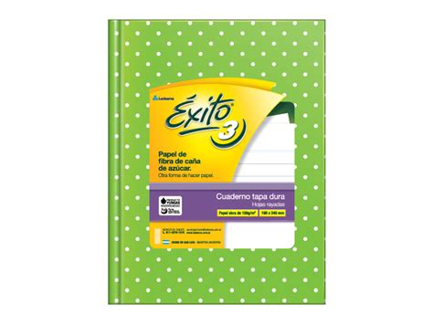 CUADERNO TAPA DURA E3 ÉXITO 19x24cm FORRADO VERDE MANZANA LUNARES