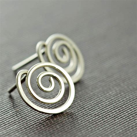 Swirl Post Earrings Sterling Silver Modern Stud Earrings Etsy