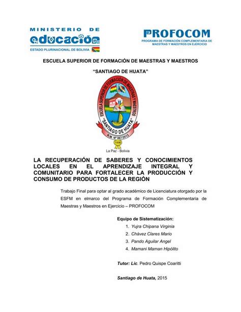 LA RECUPERACIÓN DE SABERES Y CONOCIMIENTOS LOCALES EN EL APRENDIZAJE