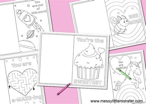 Printable Foldable Valentine Cards To Color