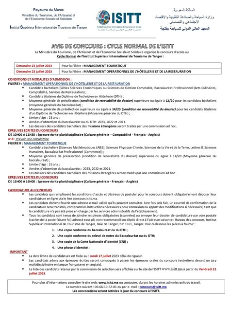 Inscription Concours Isitt Tanger Emploi Ma