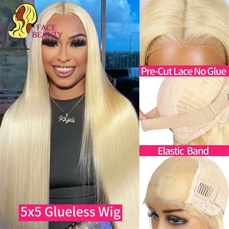 Perruque Lace Front Wig Naturelle Br Silienne Cheveux Lisses Blond Pre