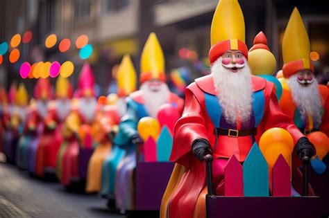 Premium AI Image | A festive sinterklaas parade with colorful sinterklaas