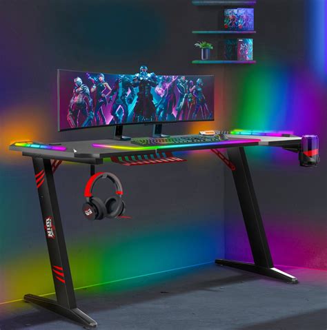 For The Win Game Bureau X X Cm Gaming Desk Met Led