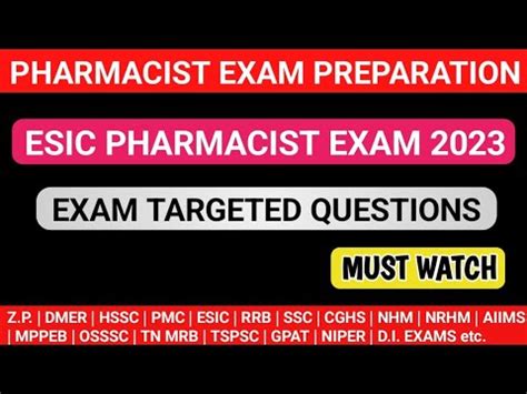 Esic Pharmacist Exam Preparation Zp Pharmacist Exam Preparation Youtube