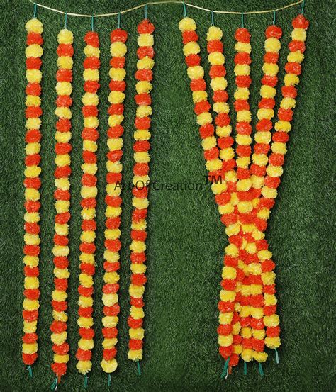 Buy Artificial Marigold Garland For Decoration Feet Long Fake Flower