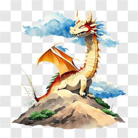 Download Fantasy Dragon Sitting On A Hill Png Online Creative Fabrica