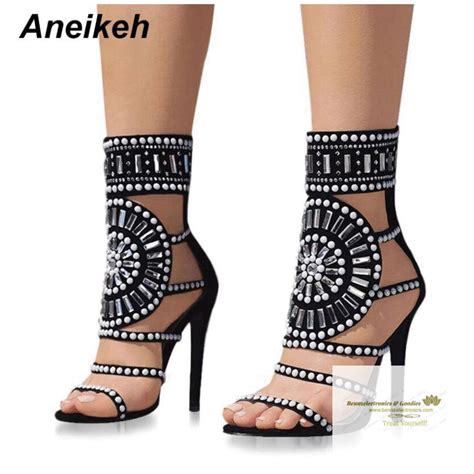 Smart Buys Aneikeh Women Fashion Open Toe Rhinestone Design High Heel