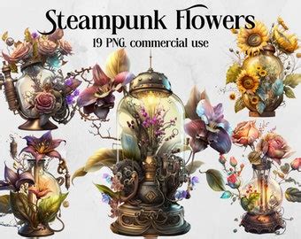 Clipart Flowers Steampunk Watercolor Steampunk Png Roses Steampunk