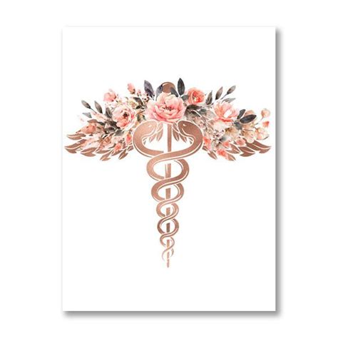 This Caduceus Stethoscope Pink Flowers Canvas Print Is Perfect For Any