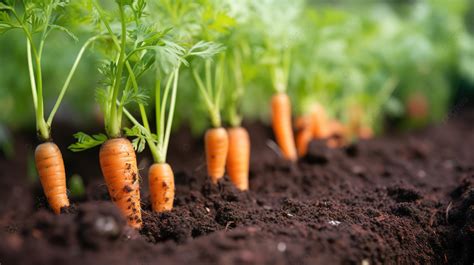 Wortel Tumbuh Dari Tanah Di Kebun Gambar Pertumbuhan Wortel Wortel