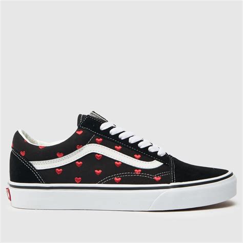 Womens Black And Red Vans Old Skool Trainers Schuh