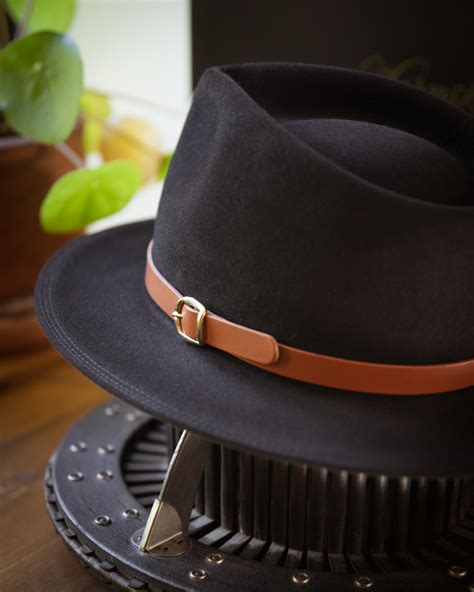 Bespoke Handmade Fedora - Leather hat band-Black