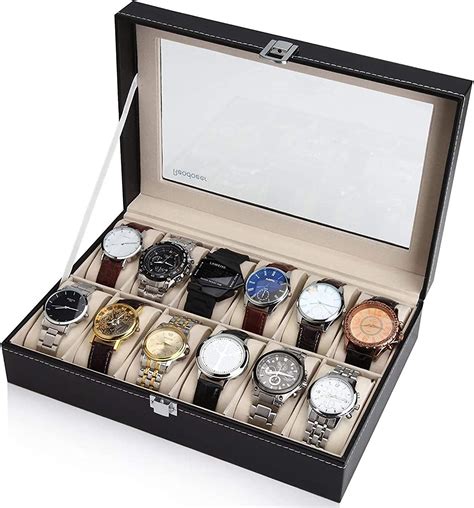 Amazon Readaeer 12 Slot PU Leather Watch Box Display Case Jewelry