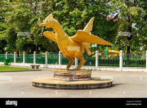 Statue Of Hang Meas The Sacred Golden Bird Phnom Penh Cambodia Stock