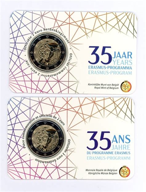 Belgium 2022 2 Euro Coin Card X 1 35 Years Of The Erasmus Programme