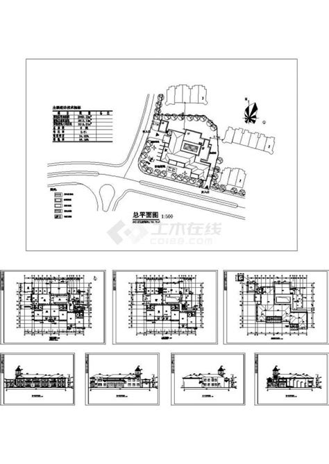 某地区经典的幼儿园建筑cad设计图纸、含总图效果图幼儿园土木在线