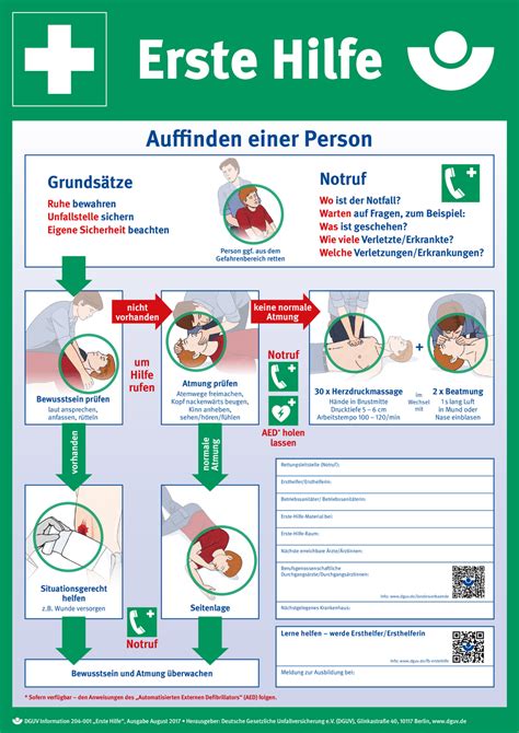 Erste Hilfe Plakat DIN A2 DGUV Informationen Regelwerk DGUV