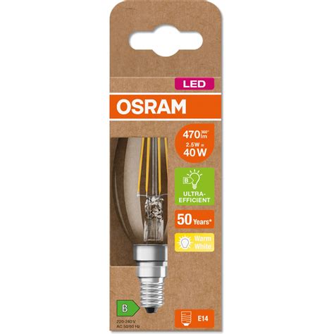 Osram LED Leuchtmittel E14 Kerzenform 2 5 W 470 lm 10 5 x 6 cm H x Ø