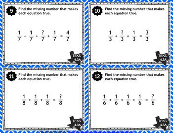 Teks A Task Cards Represent Fractions By Educational Emporium