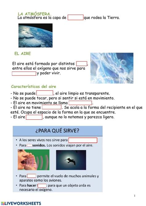 Ejercicio De Aire Y Atmósfera Ciencias Sociales Caracteristicas Del Aire Atmosfera