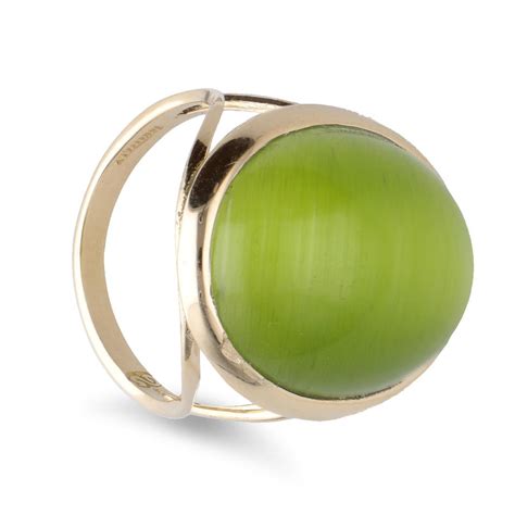 Anello In Oro Giallo Con Pietra Quarzo Verde Stanoppi Luxury Zone