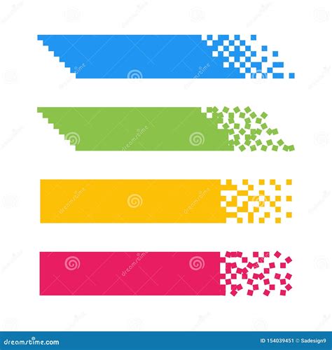 Set Of Colorful Abstract Pixel Web Banners For Headers Isolated On