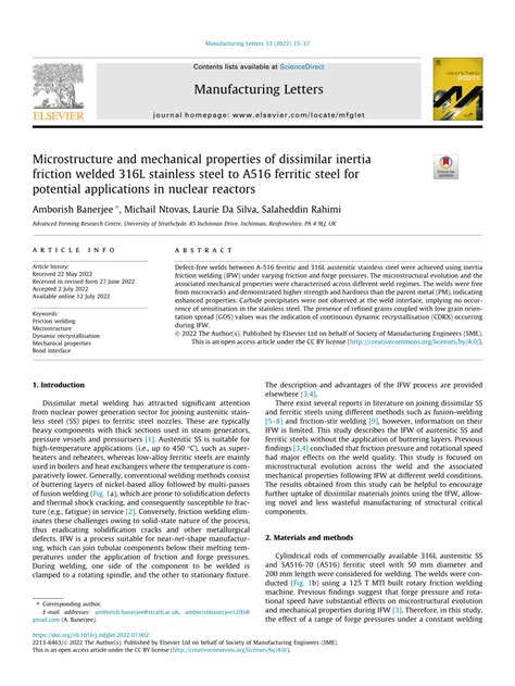 PDF Microstructure And Mechanical Properties Of Dissimilar Inertia