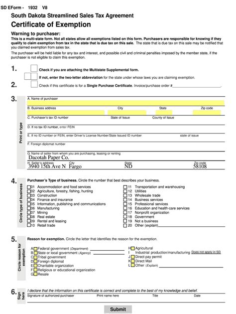 Fillable Online Steamlined Certificate Of Exemption Dacotah Paper Co