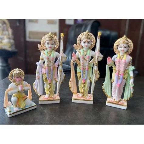 Painted Hindu Marble Ram Darbar Statue For Worship Rs Id