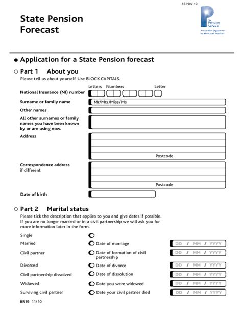 State Pension Forecast Form Free Download