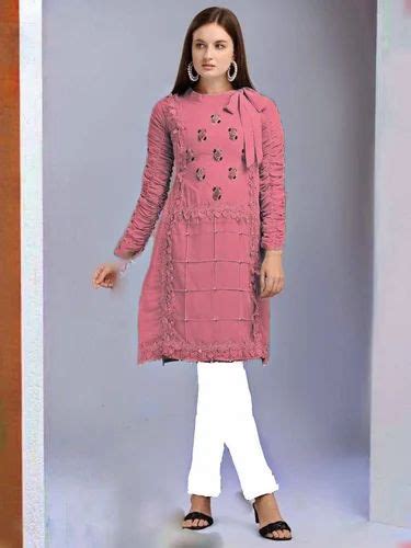 Georgette Solid Beautiful Designer Kurti With Palazzo Collection A